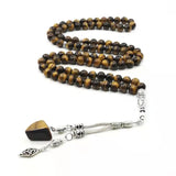 Muslim Men's Bracelet 99 Tiger Eye Stone Tasbih Prayer Beads