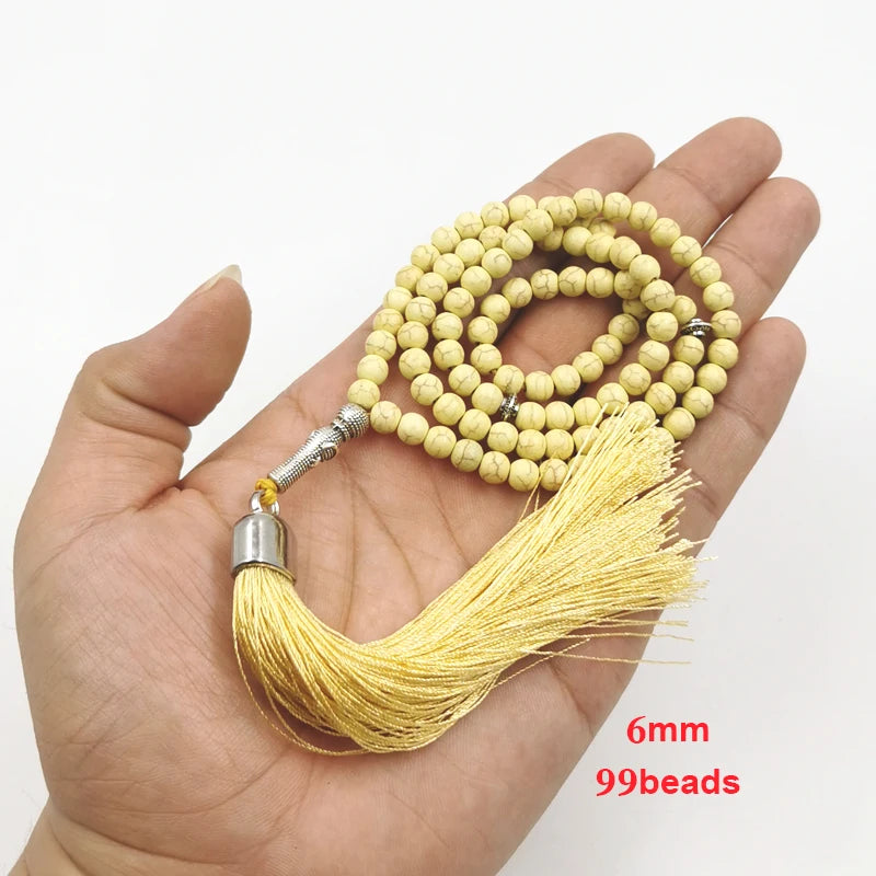 Yellow Stone Muslim Misbaha Bracelet Ramadan Prayer Beads Eid