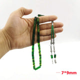 Green Resin 33 Beads Muslim Bracelet Misbaha Islamic Rosary
