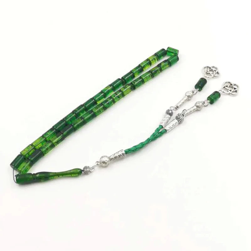 Green Resin 33 Beads Muslim Bracelet Misbaha Islamic Rosary