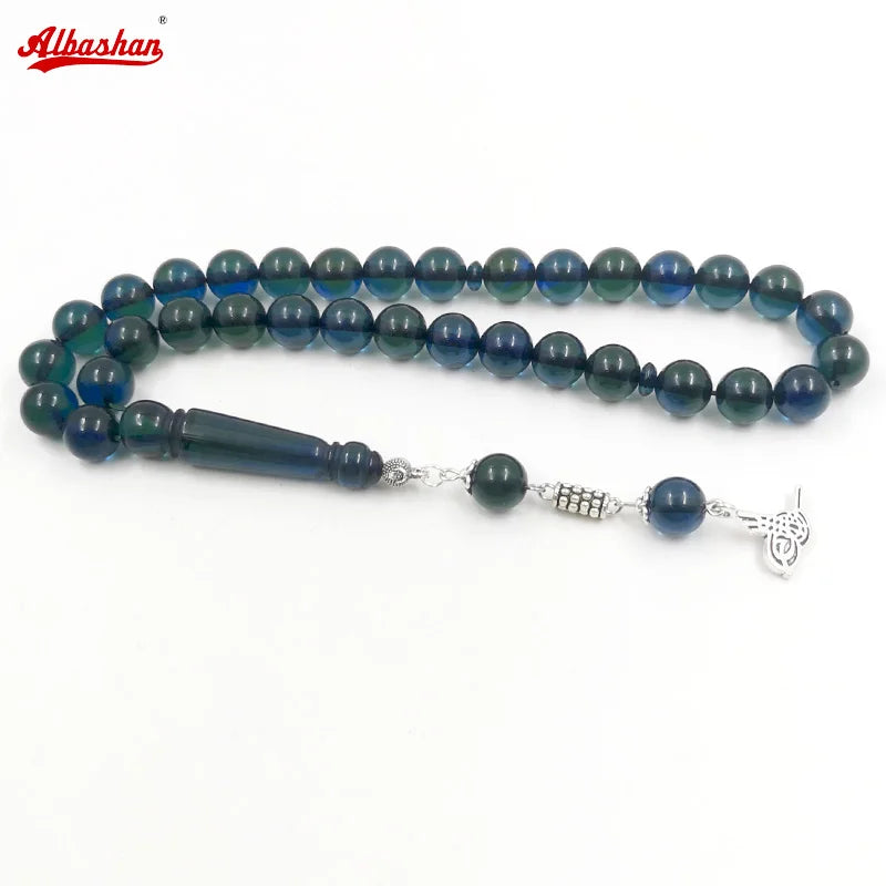 Green Resin Muslim Prayer Bead Islamic Accessories Jewelry Misbaha 33 Beads