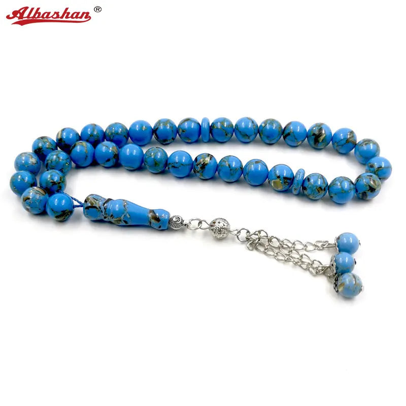 Tasbih Men's Green Stone Beads Eid Muslim Rosary Islamic Misbaha