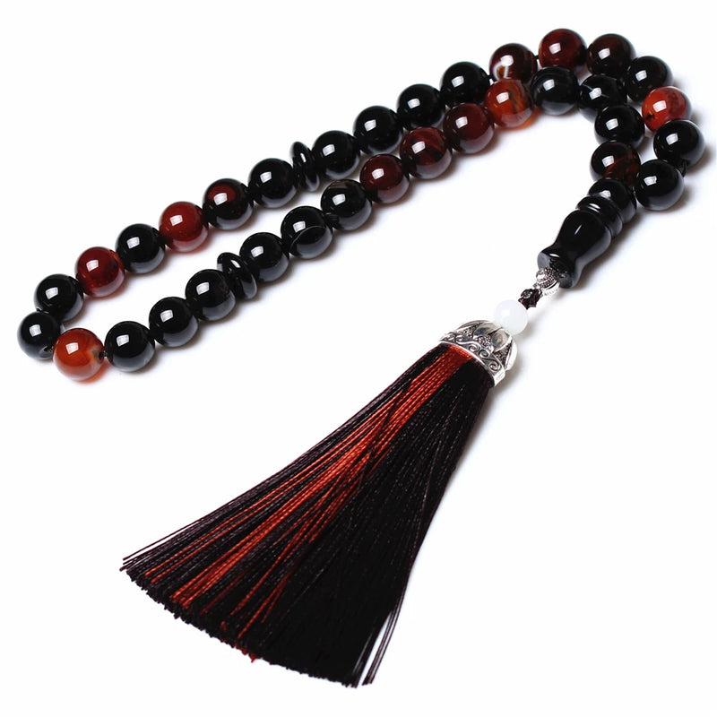 Muslim Prayer Beads Agate Rosary with Tassel