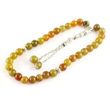 Muslim Tasbih Bracelet 33 Beads Agate Stone Islamic Rosary Brown Jewelry