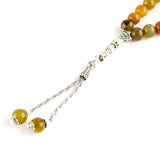 Muslim Tasbih Bracelet 33 Beads Agate Stone Islamic Rosary Brown Jewelry