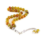 Muslim Tasbih Bracelet 33 Beads Agate Stone Islamic Rosary Brown Jewelry