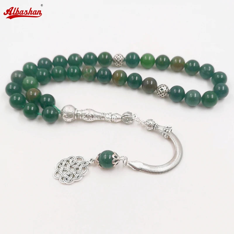 Aquatic Agate Muslim Prayer Beads Rosary Islamic Eid Adha 33 Beads Bracelet