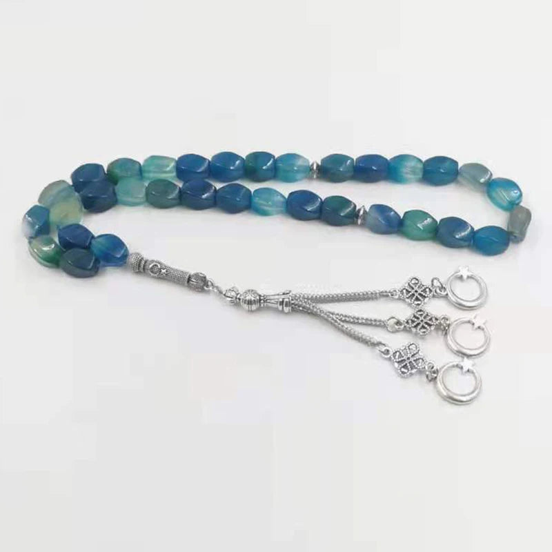 Natural Agates Islamic Misbaha Bracelet Rosary Bead Arabic Jewelry