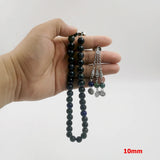 Natural Green Aquatic Agates & Lapis Lazuli Muslim Prayer Beads