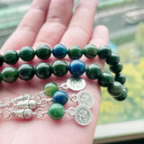 Natural Green Aquatic Agates & Lapis Lazuli Muslim Prayer Beads