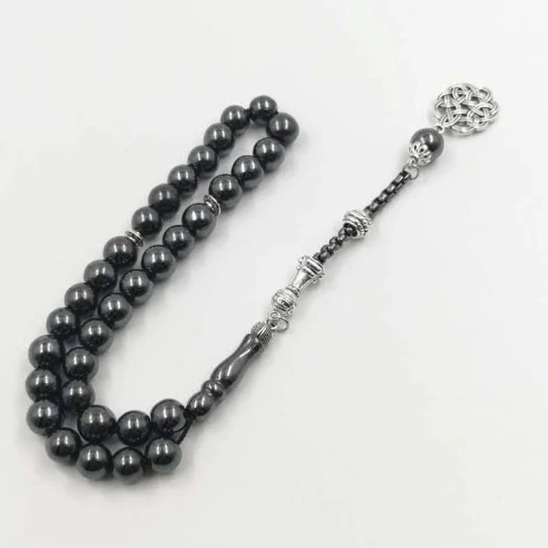 Natural Hematite Muslim Tasbih Prayer Beads Rosary Bracelet