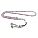 Natural Light Amethyst Muslim Tasbih Bracelet 99 Bead Rosary Islamic Jewelry