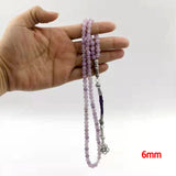 Natural Light Amethyst Muslim Tasbih Bracelet 99 Bead Rosary Islamic Jewelry