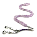 Natural Light Amethyst Muslim Tasbih Bracelet 99 Bead Rosary Islamic Jewelry