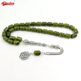 Natural Peridot Muslim Bracelet Misbaha Islamic Gift