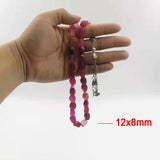 Pink Agates Islamic Misbaha Bracelet Rosary Necklace Gemstones Gift