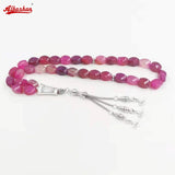 Pink Agates Islamic Misbaha Bracelet Rosary Necklace Gemstones Gift