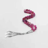 Pink Agates Islamic Misbaha Bracelet Rosary Necklace Gemstones Gift