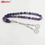 Natural Purple Agates Islamic Misbaha 33 Bracelet Rosary Bead Muslim Gift