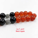 Natural Red Agate Islamic Misbaha Muslim 33 Beads Bracelet Ramadan Gemstone