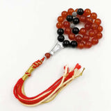 Natural Red Agate Islamic Misbaha Muslim 33 Beads Bracelet Ramadan Gemstone
