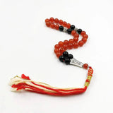 Natural Red Agate Islamic Misbaha Muslim 33 Beads Bracelet Ramadan Gemstone