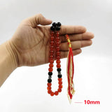 Natural Red Agate Islamic Misbaha Muslim 33 Beads Bracelet Ramadan Gemstone