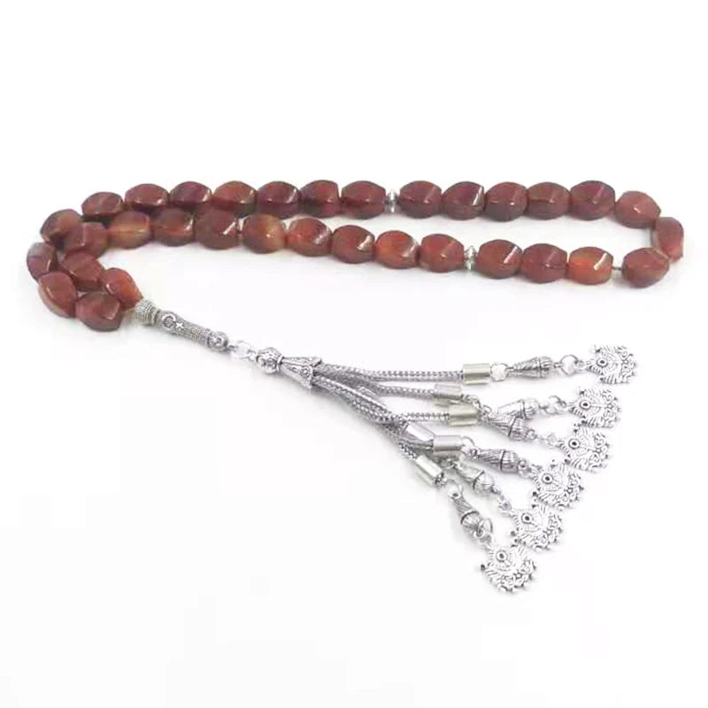 Red Agates Stone Islamic Misbaha Bracelet Rosary Bead Arabic Gift