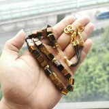 Tiger Eye Square Stone Muslim Misbaha 33 Prayer Beads Arabic Bracelet
