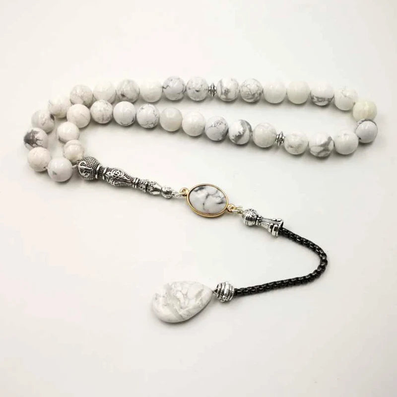 Natural Turquoise Stone Howlite Misbaha Muslim Prayer Beads Bracelet