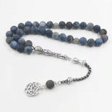 Natural Agates Stone Muslim Rosary Prayer Beads with Metal Tassel