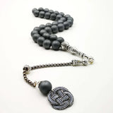 Natural Hematite Stone Misbaha Gray Matte Beads Kazaz