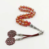 Natural Red Agates 33-Beads Women's Rosary Bracelet