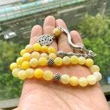 Yellow Agate Stone Muslim Prayer Beads Bracelet Islamic Accessories