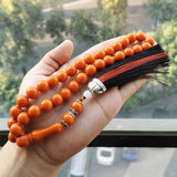 Orange Resin Muslim Bracelet 33 Prayer Beads Arabic Rosary Misbaha Jewelry