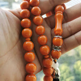 Orange Resin Muslim Bracelet 33 Prayer Beads Arabic Rosary Misbaha Jewelry
