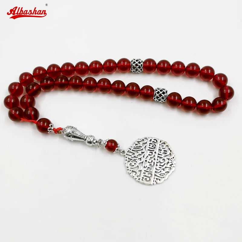 Red Resin Tasbih Islamic Prayer Beads Bracelet