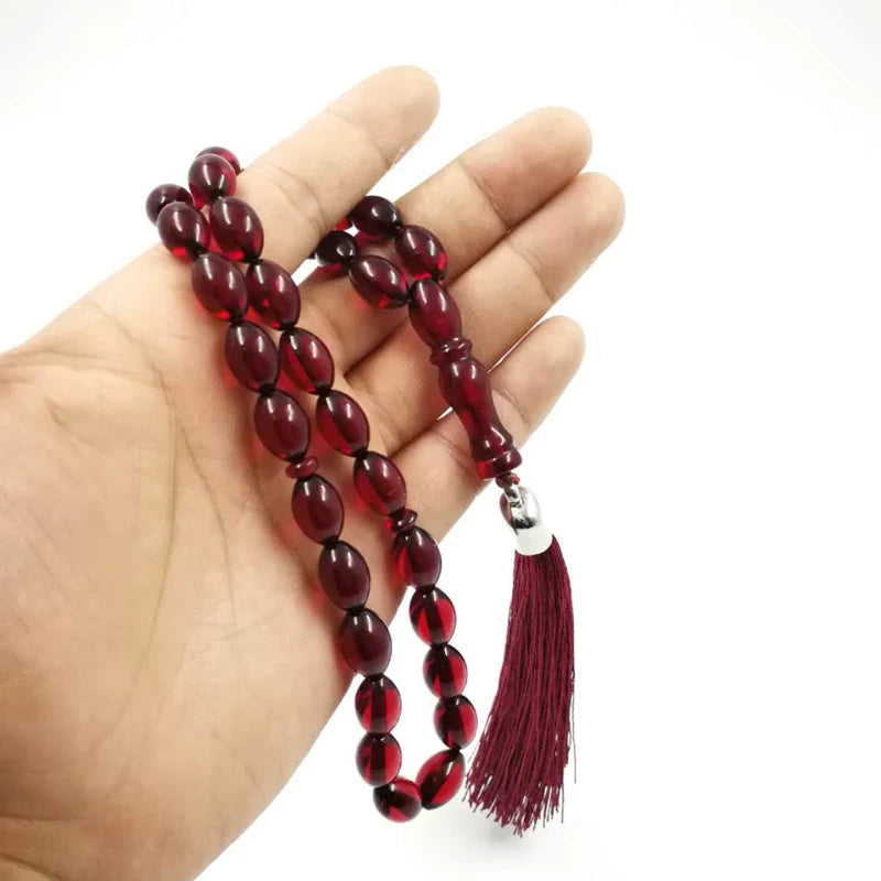 Red Resin 33 Beads Muslim Bracelet Islamic Jewelry Arabia Profession Misbaha