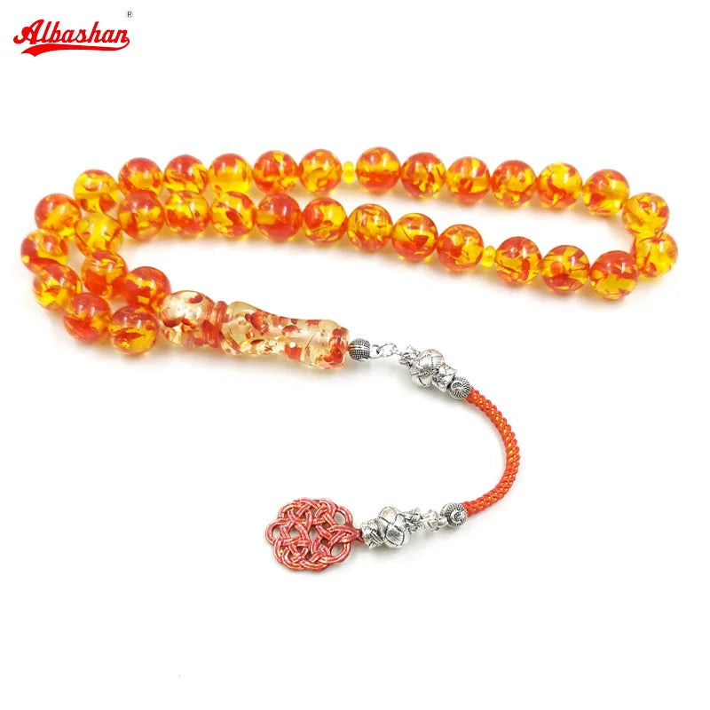 Muslim Prayer Beads Red Resin Tasbih Islamic Rosary Gift