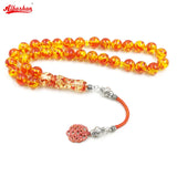 Muslim Prayer Beads Red Resin Tasbih Islamic Rosary Gift