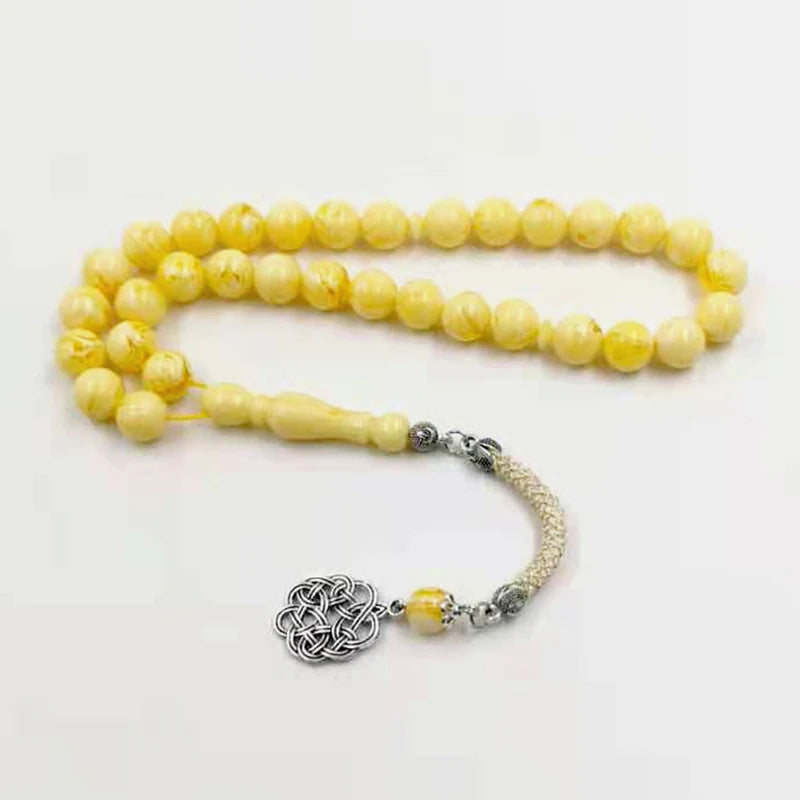 Yellow Resin Muslim Rosary Bead Islamic Prayer Beads Misbaha Bracelet Gift
