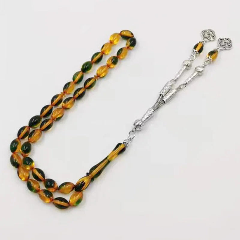 Yellow Resin Men's Bracelet Muslim for Eid Masbaha Misbaha Arabic Rosary