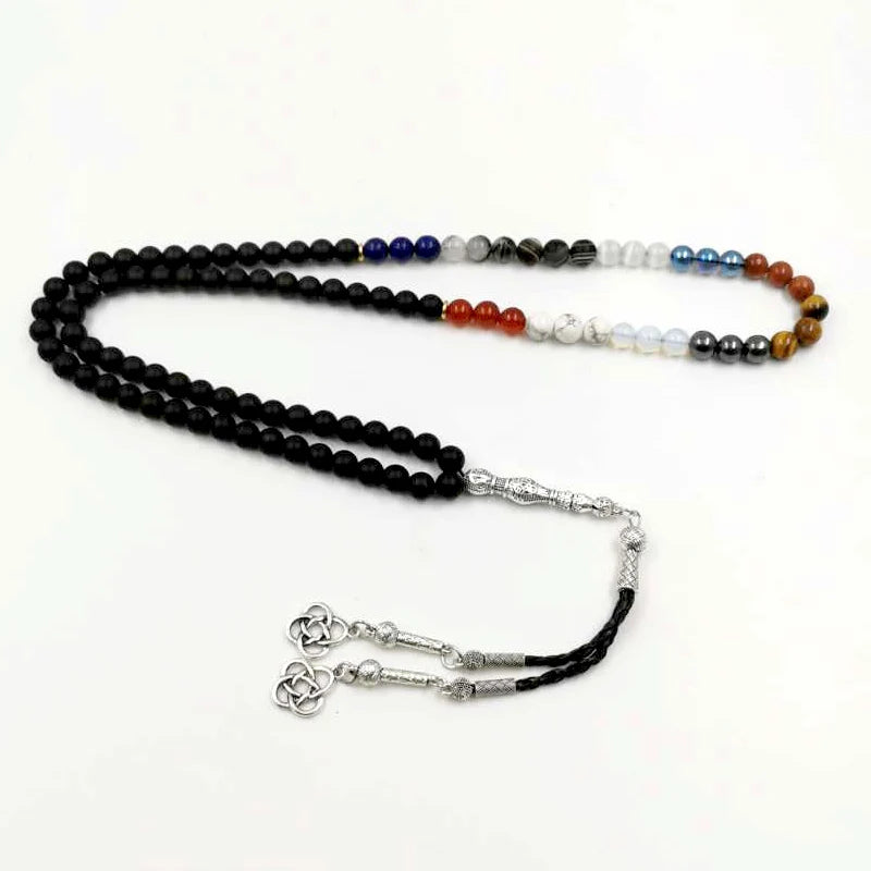Handmade 99-Beads Tasbih with 12 Gemstones