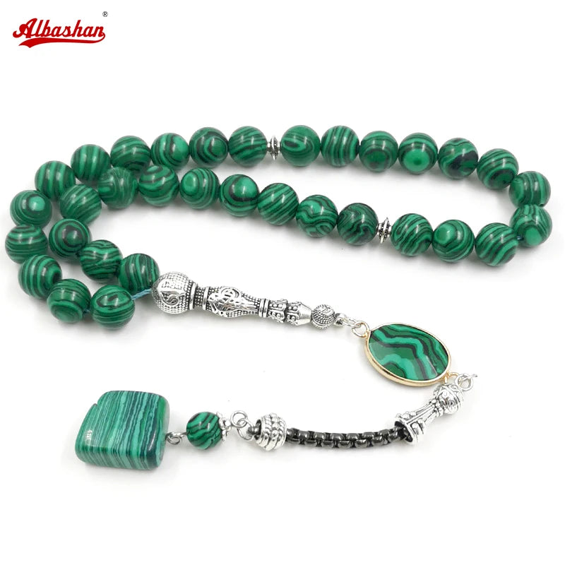 Green Malachite Muslim Prayer Beads Misbaha Bracelet