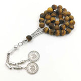 Natural Matte Tiger Eye Stone Islamic Prayer Beads