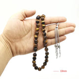 Tiger Eye Stone Tasbih with Metal Accessories Islamic Prayer Beads