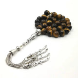 Tiger Eye Stone Tasbih with Metal Accessories Islamic Prayer Beads