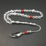 Crystal Tasbih Prayer Beads with Red Agates Tassel 33 66 99 Stone Rosary