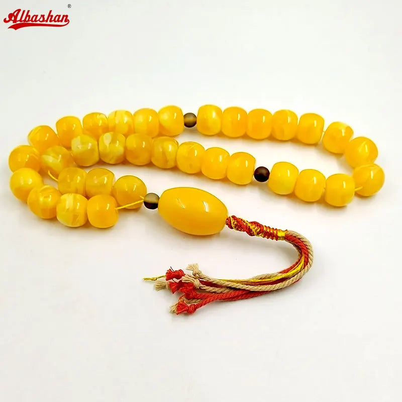 Yellow Resin Tasbih Prayer Beads Islamic Bracelet Eid Ramadan