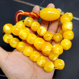 Yellow Resin Tasbih Prayer Beads Islamic Bracelet Eid Ramadan
